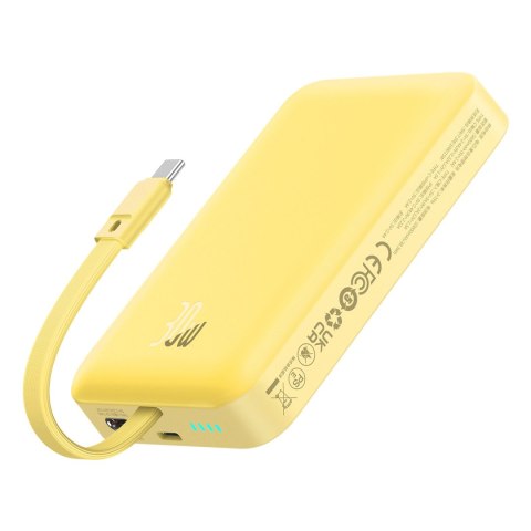 Powerbank Baseus Magnetic Mini MagSafe 10000mAh 30W z wbudowanym kablem USB-C - żółty + kabel Baseus Simple Series USB-C - USB-C Powerbank Baseus Magnetic Mini MagSafe 10000mAh 30W z wbudowanym kablem USB-C - żółty + kabel Baseus Simple Series USB-C - USB-C