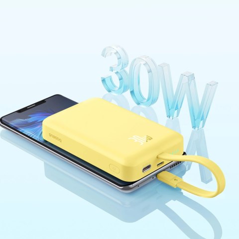 Powerbank Baseus Magnetic Mini MagSafe 10000mAh 30W z wbudowanym kablem USB-C - żółty + kabel Baseus Simple Series USB-C - USB-C Powerbank Baseus Magnetic Mini MagSafe 10000mAh 30W z wbudowanym kablem USB-C - żółty + kabel Baseus Simple Series USB-C - USB-C