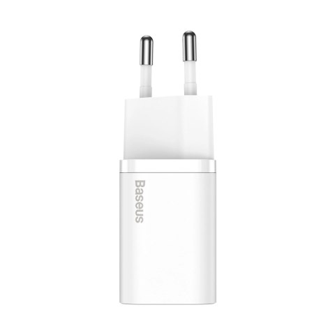 Szybka ładowarka sieciowa Baseus Si USB-C 25W 3A z kablem USB-C / USB-C 1m - biały