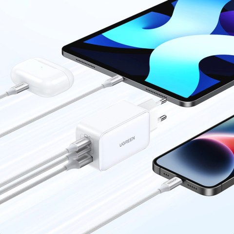 Szybka ładowarka sieciowa GaN Ugreen CD244 65W USB-A / 2x USB-C - biała