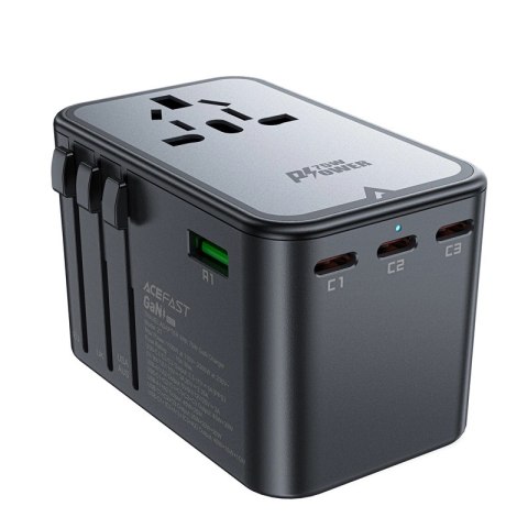 Adapter ładowarka podróżna Acefast Z1 GaN 75W PD 3x USB-C 2x USB-A - czarny Adapter ładowarka podróżna Acefast Z1 GaN 75W PD 3x USB-C 2x USB-A - czarny