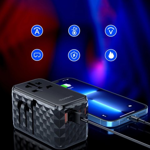 Adapter podróżny Choetech PD6028 EU / US / AUS / UK 2x USB-C 2x USB-A 100W - czarny Adapter podróżny Choetech PD6028 EU / US / AUS / UK 2x USB-C 2x USB-A 100W - czarny