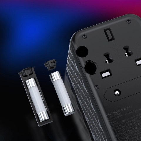 Adapter podróżny Choetech PD6028 EU / US / AUS / UK 2x USB-C 2x USB-A 100W - czarny Adapter podróżny Choetech PD6028 EU / US / AUS / UK 2x USB-C 2x USB-A 100W - czarny