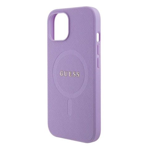 Etui Guess Saffiano MagSafe do iPhone 15 Plus - fioletowe