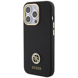 Etui Guess Silicone Logo Strass 4G do iPhone 15 Pro Max - czarne