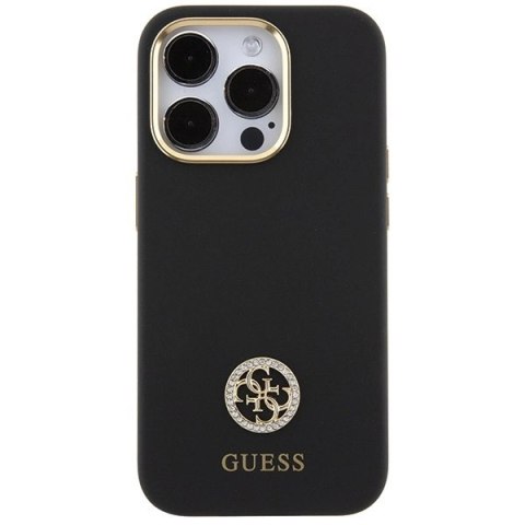 Etui Guess Silicone Logo Strass 4G do iPhone 15 Pro Max - czarne