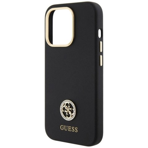 Etui Guess Silicone Logo Strass 4G do iPhone 15 Pro Max - czarne