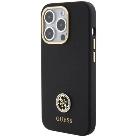 Etui Guess Silicone Logo Strass 4G do iPhone 15 Pro - czarne