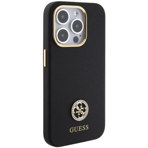 Etui Guess Silicone Logo Strass 4G do iPhone 15 Pro - czarne