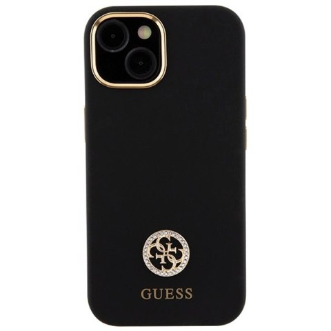 Etui Guess Silicone Logo Strass 4G do iPhone 15 - czarne