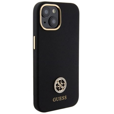 Etui Guess Silicone Logo Strass 4G do iPhone 15 - czarne
