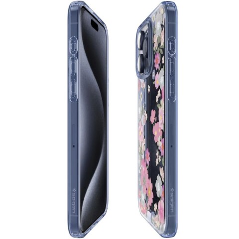 Etui Spigen Liquid Crystal na iPhone 15 Pro - różowo-niebieskie kwiaty Etui Spigen Liquid Crystal na iPhone 15 Pro - różowo-niebieskie kwiaty
