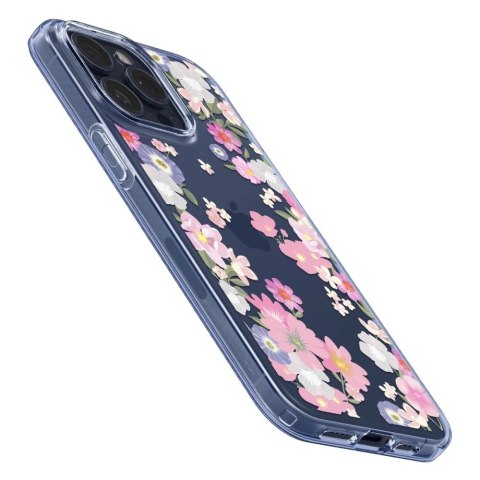 Etui Spigen Liquid Crystal na iPhone 15 Pro - różowo-niebieskie kwiaty Etui Spigen Liquid Crystal na iPhone 15 Pro - różowo-niebieskie kwiaty