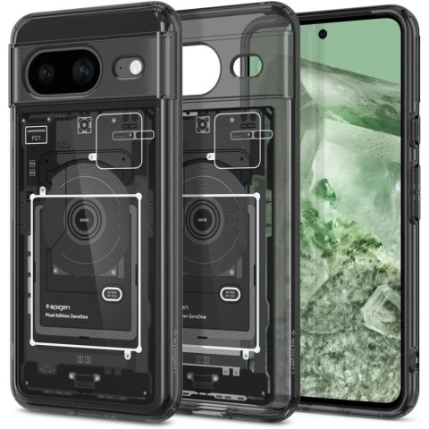 Etui Spigen Ultra Hybrid na Google Pixel 8 - ciemnoszare (wzór Zero One) Etui Spigen Ultra Hybrid na Google Pixel 8 - ciemnoszare (wzór Zero One)