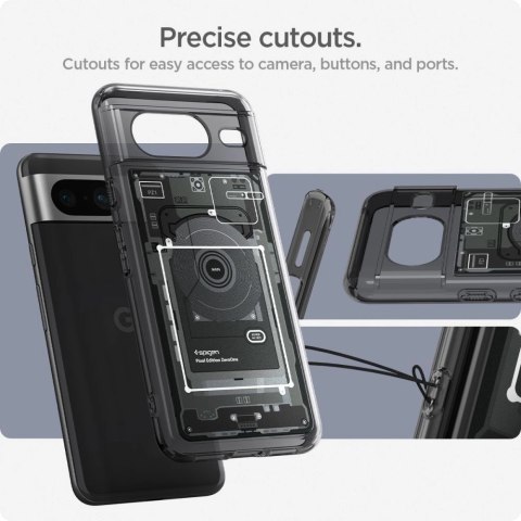 Etui Spigen Ultra Hybrid na Google Pixel 8 - ciemnoszare (wzór Zero One) Etui Spigen Ultra Hybrid na Google Pixel 8 - ciemnoszare (wzór Zero One)