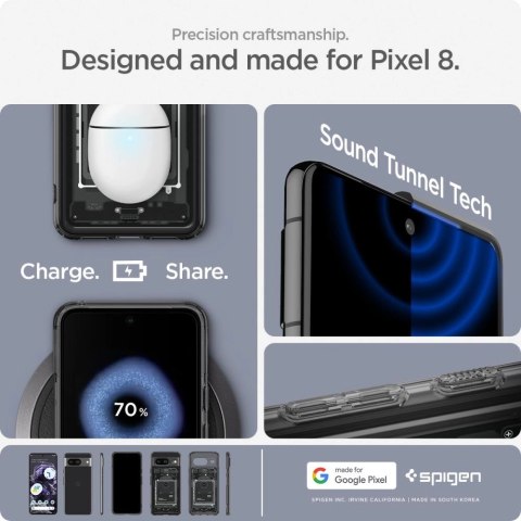 Etui Spigen Ultra Hybrid na Google Pixel 8 - ciemnoszare (wzór Zero One) Etui Spigen Ultra Hybrid na Google Pixel 8 - ciemnoszare (wzór Zero One)