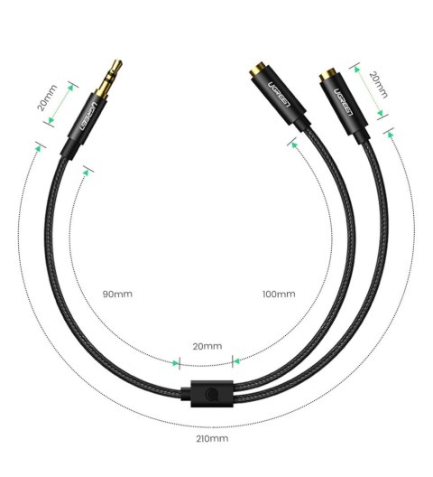 Kabel słuchawkowy Ugreen AV123 minijack 3.5 mm (męski) - 2x minijack 3.5mm (żeński) - czarny Kabel słuchawkowy Ugreen AV123 minijack 3.5 mm (męski) - 2x minijack 3.5mm (żeński) - czarny