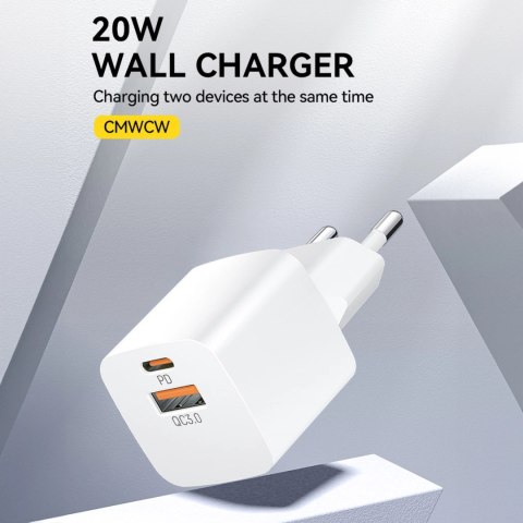 Ładowarka sieciowa Wozinsky CMWCW 20W USB-C / USB-A - biała Ładowarka sieciowa Wozinsky CMWCW 20W USB-C / USB-A - biała