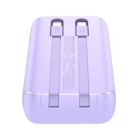 Mini powerbank Joyroom JR-PBC07 20000mAh 30W z kablami USB-C i Lightning - fioletowy Mini powerbank Joyroom JR-PBC07 20000mAh 30W z kablami USB-C i Lightning - fioletowy