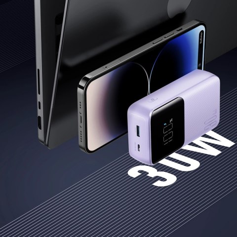 Mini powerbank Joyroom JR-PBC07 20000mAh 30W z kablami USB-C i Lightning - fioletowy Mini powerbank Joyroom JR-PBC07 20000mAh 30W z kablami USB-C i Lightning - fioletowy