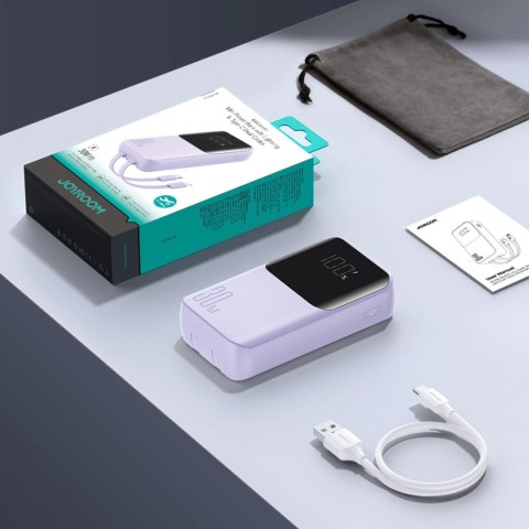 Mini powerbank Joyroom JR-PBC07 20000mAh 30W z kablami USB-C i Lightning - fioletowy Mini powerbank Joyroom JR-PBC07 20000mAh 30W z kablami USB-C i Lightning - fioletowy