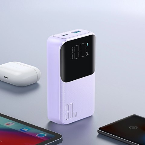 Mini powerbank Joyroom JR-PBC07 20000mAh 30W z kablami USB-C i Lightning - fioletowy Mini powerbank Joyroom JR-PBC07 20000mAh 30W z kablami USB-C i Lightning - fioletowy