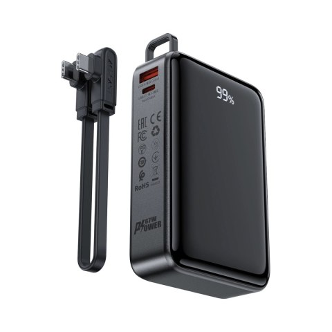 Powerbank Acefast M4 PD 67W 20000mAh z wbudowanym kablem - czarny Powerbank Acefast M4 PD 67W 20000mAh z wbudowanym kablem - czarny