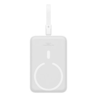 Powerbank Baseus Magnetic Mini MagSafe 10000mAh 20W z wbudowanym kablem Lightning - biały + kabel Baseus Simple Series USB-C - U