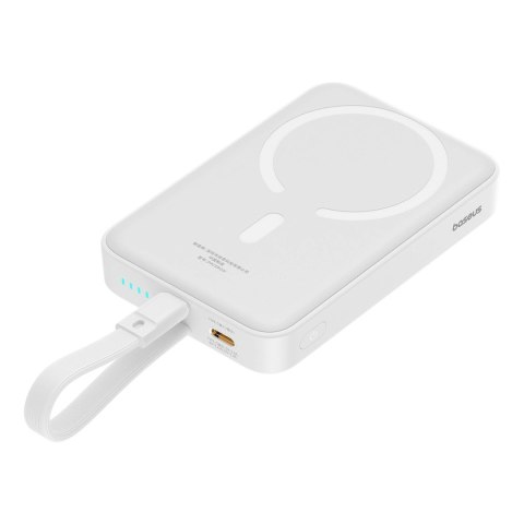 Powerbank Baseus Magnetic Mini MagSafe 10000mAh 20W z wbudowanym kablem Lightning - biały + kabel Baseus Simple Series USB-C - U Powerbank Baseus Magnetic Mini MagSafe 10000mAh 20W z wbudowanym kablem Lightning - biały + kabel Baseus Simple Series USB-C - U