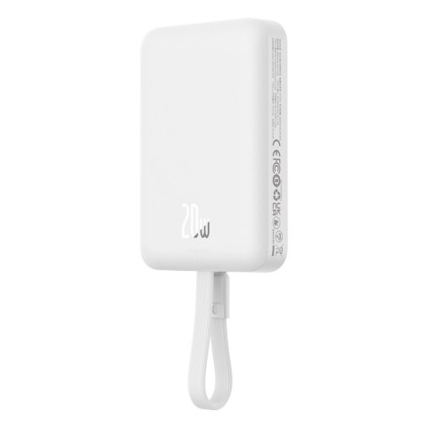 Powerbank Baseus Magnetic Mini MagSafe 10000mAh 20W z wbudowanym kablem Lightning - biały + kabel Baseus Simple Series USB-C - U Powerbank Baseus Magnetic Mini MagSafe 10000mAh 20W z wbudowanym kablem Lightning - biały + kabel Baseus Simple Series USB-C - U