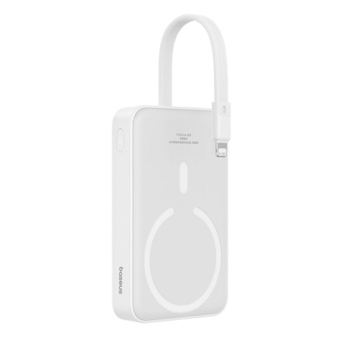 Powerbank Baseus Magnetic Mini MagSafe 10000mAh 20W z wbudowanym kablem Lightning - biały + kabel Baseus Simple Series USB-C - U Powerbank Baseus Magnetic Mini MagSafe 10000mAh 20W z wbudowanym kablem Lightning - biały + kabel Baseus Simple Series USB-C - U