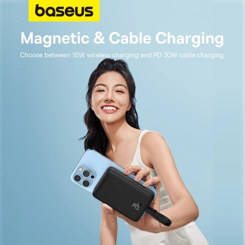 Powerbank Baseus Magnetic Mini MagSafe 10000mAh 20W z wbudowanym kablem Lightning - czarny + kabel Baseus Simple Series USB-C - Powerbank Baseus Magnetic Mini MagSafe 10000mAh 20W z wbudowanym kablem Lightning - czarny + kabel Baseus Simple Series USB-C -