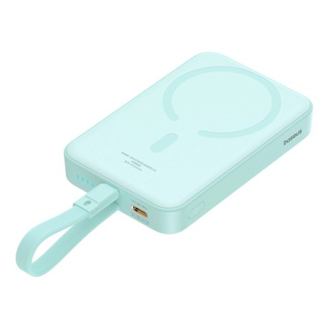 Powerbank Baseus Magnetic Mini MagSafe 10000mAh 20W z wbudowanym kablem Lightning - niebieski + kabel Baseus Simple Series USB-C Powerbank Baseus Magnetic Mini MagSafe 10000mAh 20W z wbudowanym kablem Lightning - niebieski + kabel Baseus Simple Series USB-C