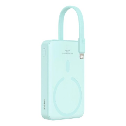 Powerbank Baseus Magnetic Mini MagSafe 10000mAh 20W z wbudowanym kablem Lightning - niebieski + kabel Baseus Simple Series USB-C Powerbank Baseus Magnetic Mini MagSafe 10000mAh 20W z wbudowanym kablem Lightning - niebieski + kabel Baseus Simple Series USB-C