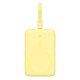 Powerbank Baseus Magnetic Mini MagSafe 10000mAh 20W z wbudowanym kablem Lightning - żółty + kabel Baseus Simple Series USB-C - U