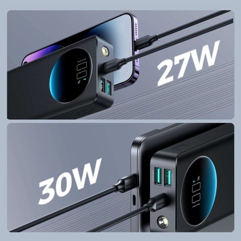 Powerbank Joyroom JR-PBF03 30W 30000mAh + kabel USB-A - USB-C 0.25m - czarny Powerbank Joyroom JR-PBF03 30W 30000mAh + kabel USB-A - USB-C 0.25m - czarny