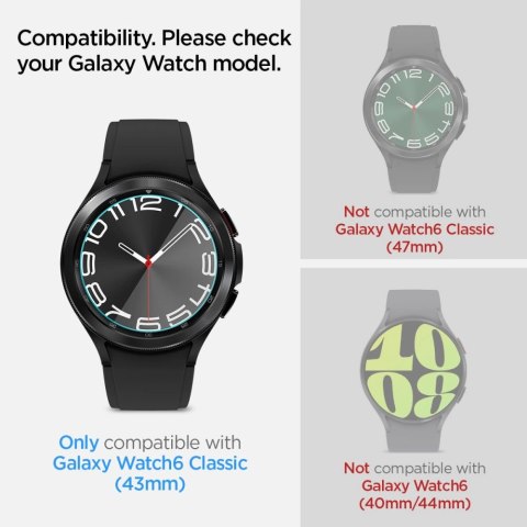 Szkło hartowane Spigen Glas.tR EZ Fit na Samsung Galaxy Watch 6 Classic (43 mm) - 2 szt. Szkło hartowane Spigen Glas.tR EZ Fit na Samsung Galaxy Watch 6 Classic (43 mm) - 2 szt.