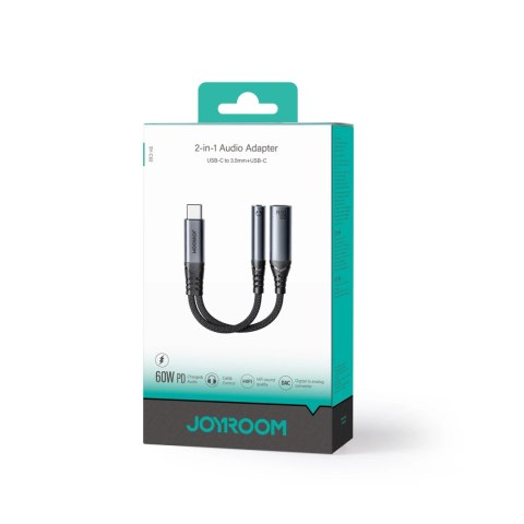 Adapter DAC 2w1 Joyroom SY-C02 USB-C do USB-C / mini jack 3.5 mm - czarny Adapter DAC 2w1 Joyroom SY-C02 USB-C do USB-C / mini jack 3.5 mm - czarny