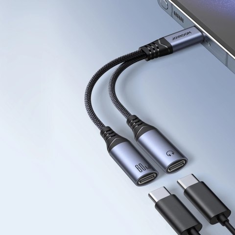Adapter DAC 2w1 Joyroom SY-C03 USB-C do 2x USB-C - czarny Adapter DAC 2w1 Joyroom SY-C03 USB-C do 2x USB-C - czarny
