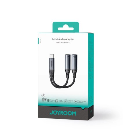 Adapter DAC 2w1 Joyroom SY-C03 USB-C do 2x USB-C - czarny Adapter DAC 2w1 Joyroom SY-C03 USB-C do 2x USB-C - czarny