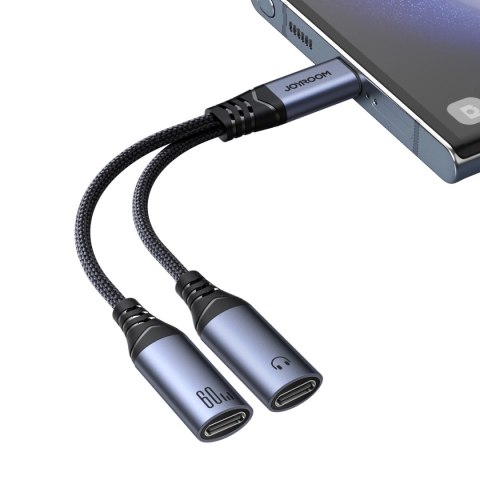 Adapter DAC 2w1 Joyroom SY-C03 USB-C do 2x USB-C - czarny Adapter DAC 2w1 Joyroom SY-C03 USB-C do 2x USB-C - czarny