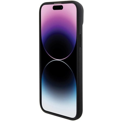Etui BMW Leather Stamp Tricolor do iPhone 15 Plus - czarne