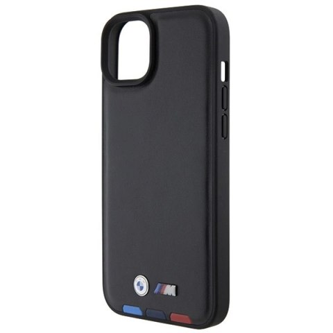 Etui BMW Leather Stamp Tricolor do iPhone 15 Plus - czarne