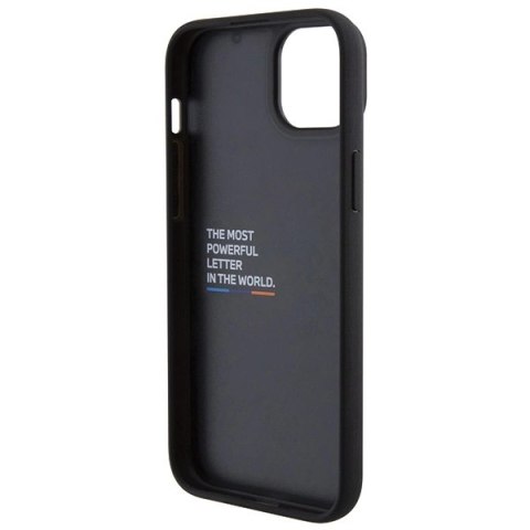 Etui BMW Leather Stamp Tricolor do iPhone 15 Plus - czarne