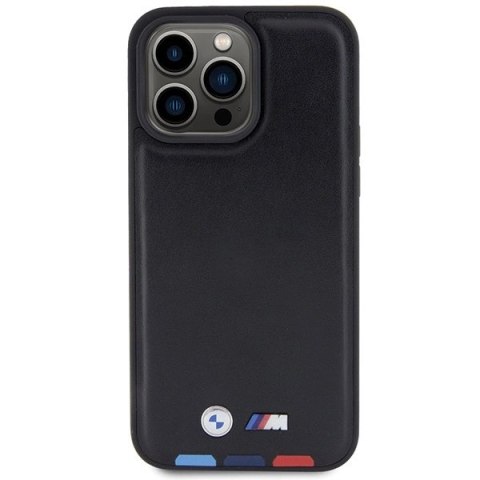Etui BMW Leather Stamp Tricolor do iPhone 15 Pro Max - czarne Etui BMW Leather Stamp Tricolor do iPhone 15 Pro Max - czarne