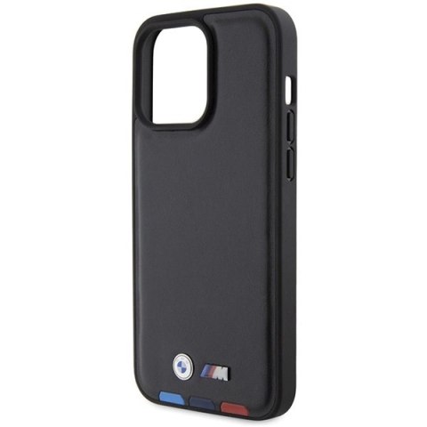 Etui BMW Leather Stamp Tricolor do iPhone 15 Pro Max - czarne Etui BMW Leather Stamp Tricolor do iPhone 15 Pro Max - czarne