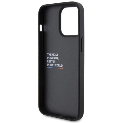Etui BMW Leather Stamp Tricolor do iPhone 15 Pro Max - czarne Etui BMW Leather Stamp Tricolor do iPhone 15 Pro Max - czarne
