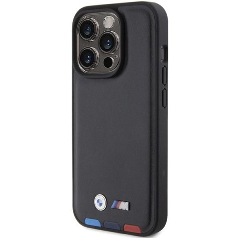 Etui BMW Leather Stamp Tricolor do iPhone 15 Pro - czarne
