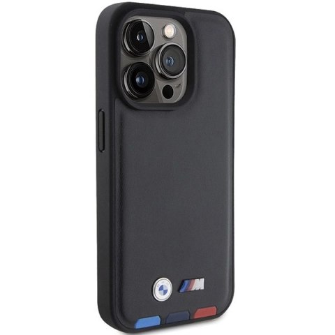 Etui BMW Leather Stamp Tricolor do iPhone 15 Pro - czarne