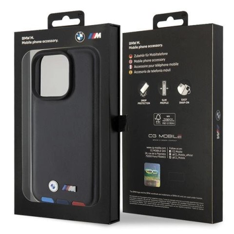 Etui BMW Leather Stamp Tricolor do iPhone 15 Pro - czarne